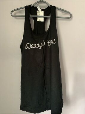 Daddy’s Girl Black Racerback Tank Y2K Graphic Top Medium